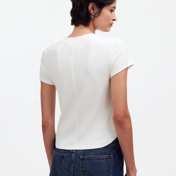 Madewell eyelet white (Re)generative Cotton Ribbed Crewneck Tee - Picture 4 of 5